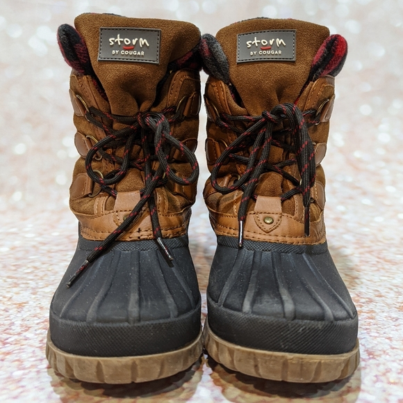 Storm by Cougar Claudia Duck Boot Thermolite Waterproof Suede Cognac Plaid Sz 8 - Picture 7 of 13